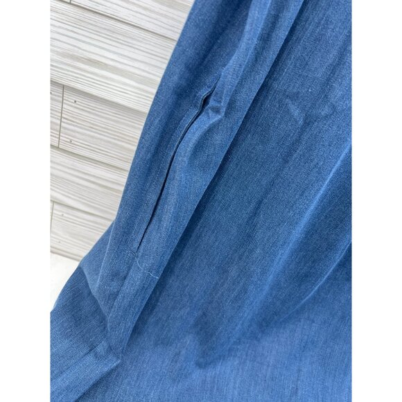 Go Softly Women's Chambray Patio Dress 1X Embroidered Peacock & Floral Mumu NWT - Picture 8 of 10